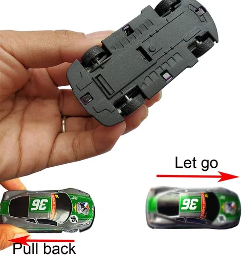Vista 2 de Coches de carreras de tracción hacia atrás, vehículos de carreras de metal de 3 pulgadas, juguetes de fricción de metal para niños pequeños, juego