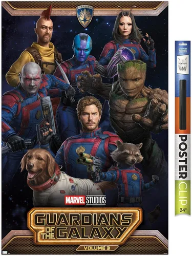 Vista 12 de Marvel Guardians of the Galaxy Vol 3 - Póster de pared grupal, 22.4 pulgadas de largo x 14.7 pulgadas de ancho, versión enmarcada de madera