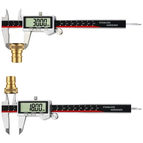 Vista 4 de Calibre digital, herramienta de medición de calibre de acero inoxidable impermeable IP54, pinza Vernier con pantalla LCD enorme, función de apagado