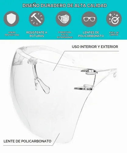 Vista 4 de zeroUV - Lentes de protección para la cara con visera de cobertura completa/lentes de sol (antiniebla/filtro de luz azul)