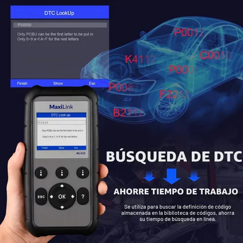 Vista 5 de 2026 Nuevo Autel ML629 Escáner OBD2, herramienta de diagnóstico de transmisión del motor ABS SRS, lector de códigos OBDII completo para mecánicos