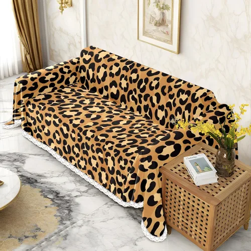 Vista 2 de Funda de sofá con estampado de leopardo y guepardo, fundas de sofá estampadas, fundas para sillón, funda resistente a las manchas, protector