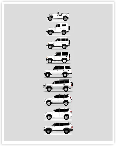 Vista 24 de Custom Car Posters Póster hecho a mano compatible con Toyota Tacoma Generations e impresión de Toyota Tacoma TRD Pro SR5 – Multi, impresión satinada