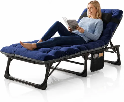 Vista 8 de ABORON Sillón de patio, tumbona plegable ajustable, carga máxima de 450