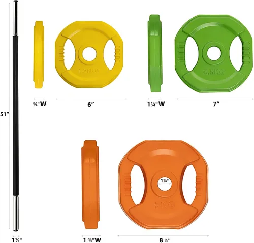 Vista 6 de AmStaff Fitness Juego de Bomba Cardio, Placas de Peso de Barra Ajustable para Entrenamiento en Casa y Gimnasio (disponible en placa y juego)