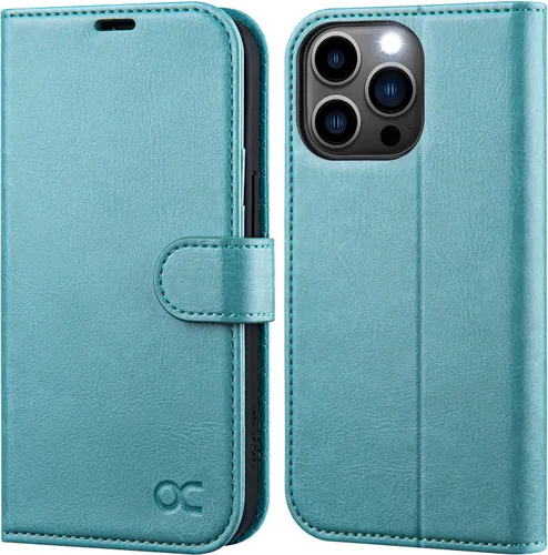 Vista 10 de OCASE Funda tipo cartera compatible con iPhone 13 Pro, de piel sintética, con tarjetero, soporte de bloqueo RFID
