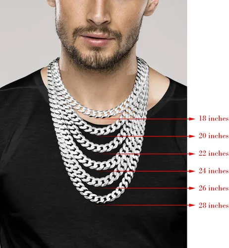 Vista 5 de Miabella Solid 925 Sterling Silver Italian 12mm 12 Inch Solid Diamond-Cut Cuban Link Curb Chain Necklace For Men Made in Italy