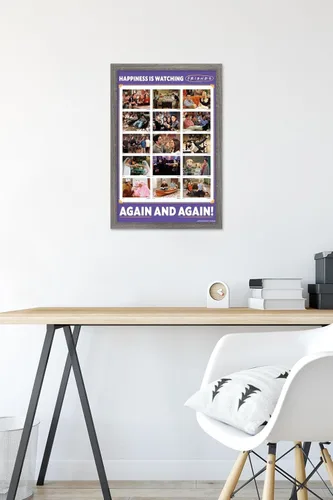 Vista 6 de Trends International Friends 30th - Póster de pared con texto en inglés "Watching Again", 14.72 x 22.37 pulgadas, versión enmarcada de madera