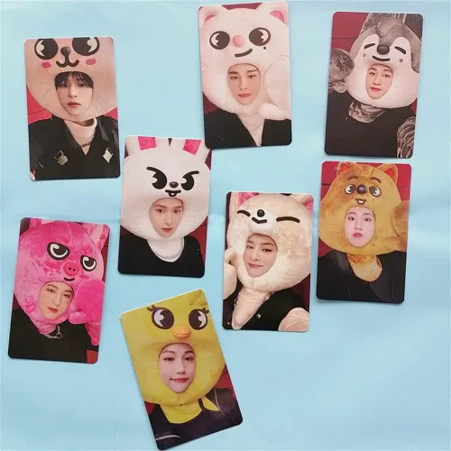 Vista 2 de MAXIDENT - Juego de regalo para niños, tarjetas fotográficas Lomo + llavero colgante Skzoo Felix Hyunjin Bangchan Changbin accesorios (A)