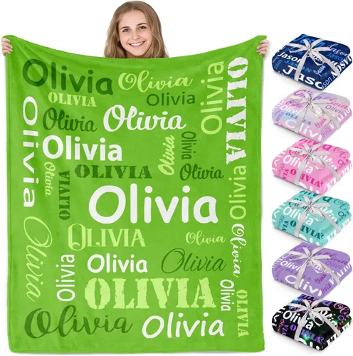Vista 16 de Gudina Mantas y mantas personalizadas con nombre personalizado con nombre, manta de franela personalizada, regalos para niños, niñas, niños y bebés