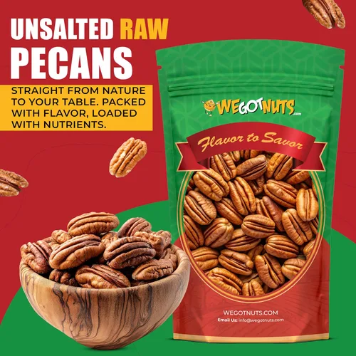 Vista 4 de Dos libras de nueces pecanas crudas, enteras, sin cáscara, crudas, naturales, sin conservantes añadidos, sin OMG, sin PPO, 100% natural We Got Nuts