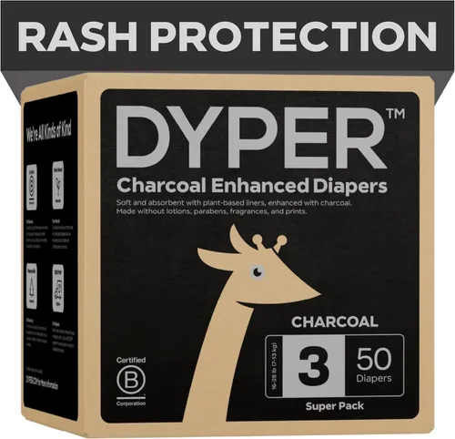 Vista 9 de DYPER - Pañales desechables para bebé de carbón mejorado para día y noche - Hechos con ingredientes a base de plantas* e honestos, hipoalergénicos