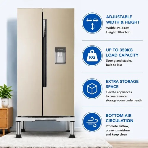 Vista 5 de SEISSO - Mini soporte para refrigerador de altura ajustable de 7 a 8.2 pulgadas para electrodomésticos de 23 a 32 pulgadas Fridge Washer Stand
