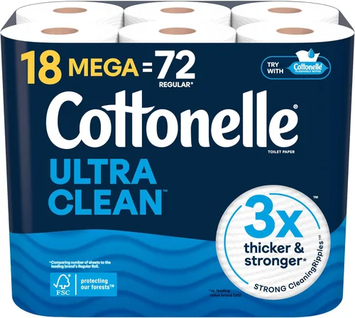 Vista 11 de Papel higiénico Cottonelle Ultra Clean, 9 Mega Rolls = 36 Regular Rolls, el empaque puede variar