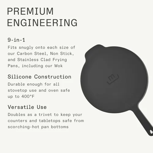 Vista 8 de Made In Cookware - Tapa universal de silicona para sartén, diseño 9 en 1, se adapta a múltiples sartenes, apto para horno 400F, grafito