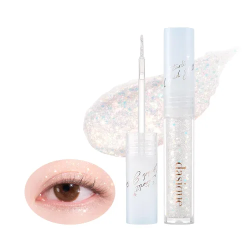 Vista 14 de dasique Starlit Jewel - Brillo líquido c #01 Frozen Gold Sombra de purpurina parpadeante Maquillaje coreano Maquillaje de ojos brillante