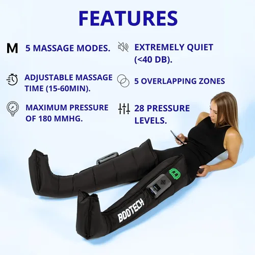 Vista 10 de Botas de recuperación de compresión de piernas para circulación, sistema de terapia de compresión de aire inalámbrico, masaje recargable con 5