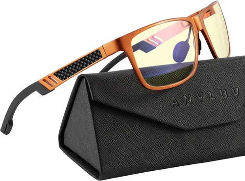 Vista 41 de ANYLUV Blue Light Blocking Glasses Men Computer Gaming Glasses Lightweight Al-Mg Metal Anti Eyestrain Eye Protection