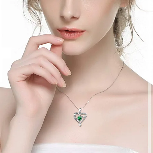 Vista 10 de Regalo de cumpleaños para mamá, collar con dije de corazón de plata esterlina 925 con texto en inglés "I Love You Mom