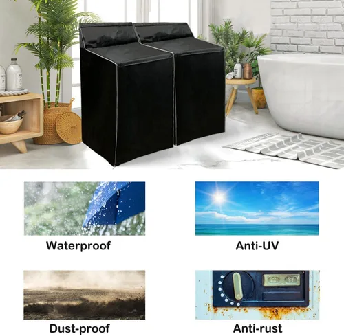 Vista 5 de MRPAPA Paquete de 2 Fundas para Lavadora y Secadora, Fundas para Lavadora Impermeables y a Prueba de Polvo, Diseño con Cremallera, Fundas