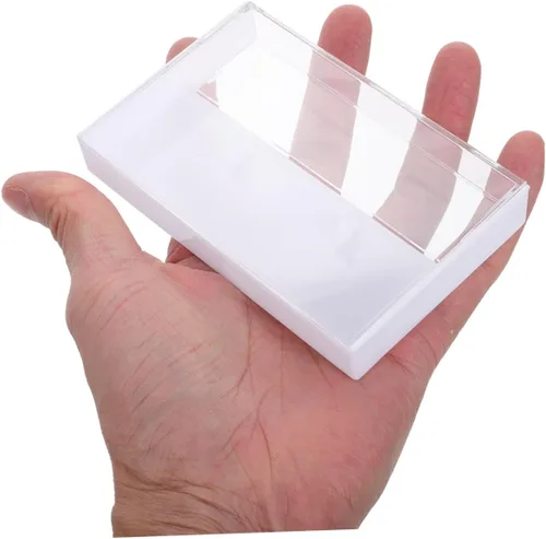 Vista 4 de Caja de almacenamiento de cinta de casete vintage, soporte de plástico transparente para casetes de música, joyería y organización de cristal