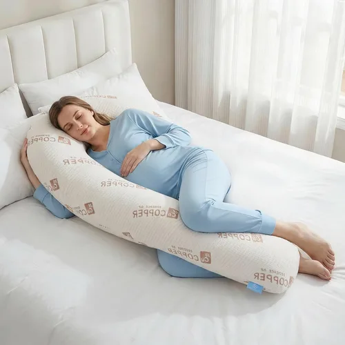 Vista 11 de SCHNAUZER HOME Almohada corporal para adultos – Inserto de almohada suave y larga para dormir – Espuma viscoelástica triturada y funda extraíble