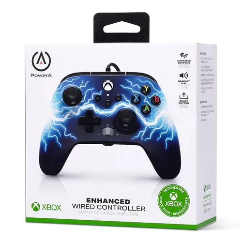 Vista 9 de PowerA Enhanced Wired Controller for Xbox Series X S - Arc Lightning, Officially Licensed for Xbox