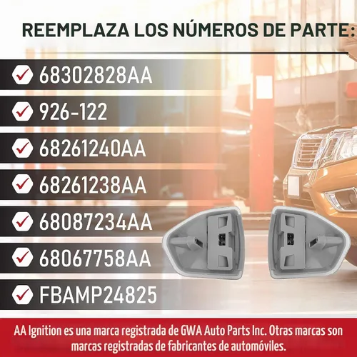 Vista 3 de Juego de lámparas de luz de señal de giro para espejo lateral de repuesto - Reemplaza 68302828AA, 926-122, 68261240AA - Compatible con camiones