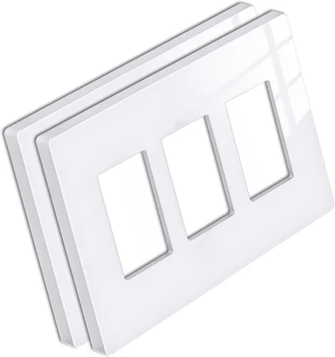 Vista 15 de BESTTEN Placa de pared sin tornillos de 5 segmentos, cubierta de enchufe decorador, placa decorativa para interruptor, serie blanca nieve brillante