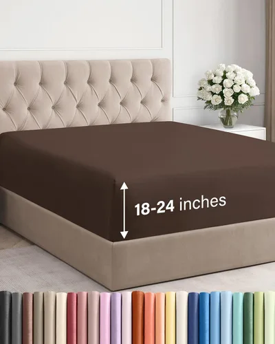 Vista 53 de Sábana bajera ajustable extra profunda Twin XL – Sábana bajera individual de lujo de hotel solamente – Se adapta fácilmente a colchones de 18 a 24
