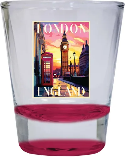 Vista 7 de London England Design B Souvenir - Vaso de chupito redondo de 1.5 onzas, color azul, paquete de 2