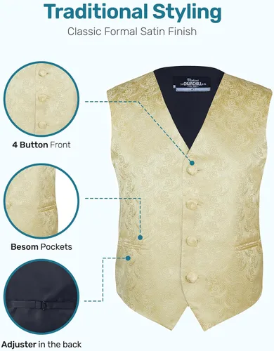 Vista 4 de S.H. Churchill & Co. Conjunto formal de chaleco y corbata de cachemira de 4 piezas para niños