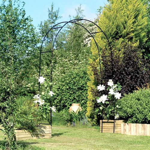 Vista 9 de Cenador de pérgola de metal, enrejado de arco de jardín de flores para exteriores, cenador de jardín de acero para plantas trepadoras, decoración