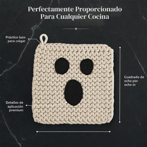 Vista 4 de Mud Pie Soporte para ollas de Halloween fantasma, almohadilla caliente
