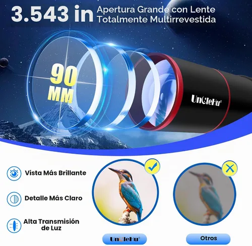 Vista 2 de UncleHu Telescope for Adults High Powered,90mm Aperture 550mm Refractor Blcak y rojo