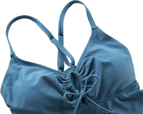 Vista 6 de Firpearl Trajes de baño tankini para mujeres, modestos y fluidos, espalda cruzada, talla plus, top de traje de baño Azul aguamarina