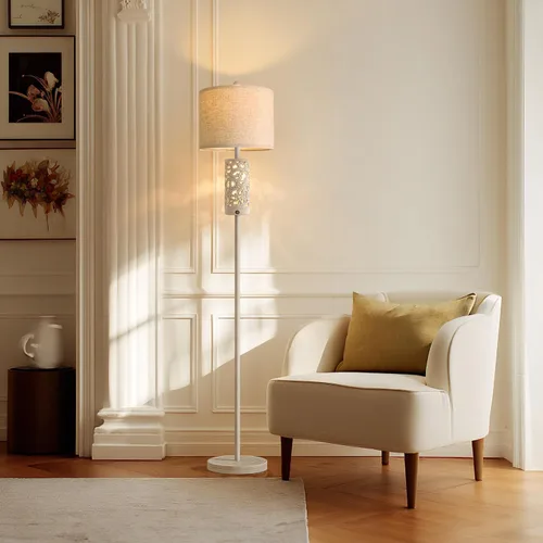 Vista 3 de OYEARS Lámpara de pie de 65 pulgadas con luz nocturna, lámpara de pie estilo granja para dormitorio, lámpara de pie alta para sala de estar, lámpara