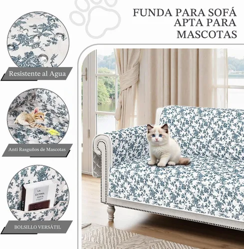 Vista 5 de ALIECOM Funda para sofá 100% impermeable para sofá de 3 cojines, apta para mascotas, fundas para sofá lavables con estampado, antideslizantes