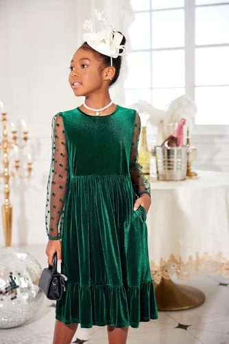 Vista 2 de Arshiner Vestidos de manga larga de terciopelo para niñas