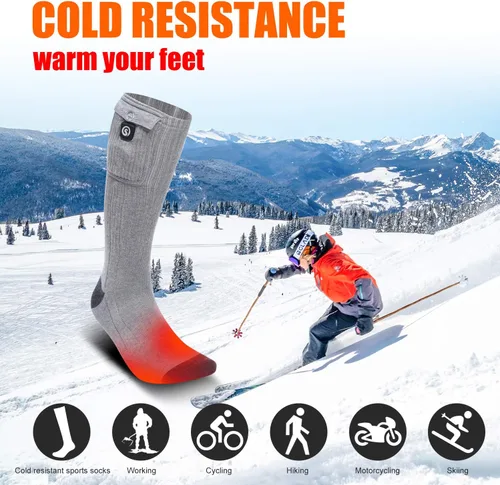 Vista 6 de Calcetines térmicos para hombres y mujeres, calcetines eléctricos con batería recargable de 7.4 V 2200 mAh, calentadores de pies para deportes