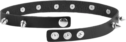 Vista 2 de HZMAN - Collar de gargantilla de cuero con tachuelas de metal, estilo punk, gótico, para hombre y mujer