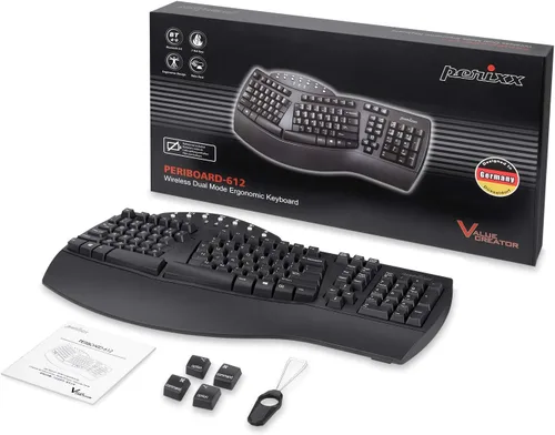 Vista 9 de Perixx PERIBOARD-512B - Teclado ergonómico con cable, teclado dividido, reposamuñecas, escritura natural, conectividad USB con cable, inglés de EE.