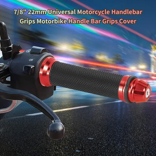 Vista 2 de Agarraderas universales para manillar de motocicleta CNC de goma de aluminio para mango de bicicleta de 7/8 pulgadas (rojo)
