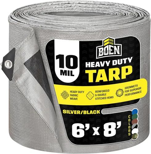 Vista 61 de Lona resistente impermeable Marrón/plata, 6' x 8' de 10 mil de grosor Lonas a prueba de rasgaduras Material de tejido grueso, resistente a
