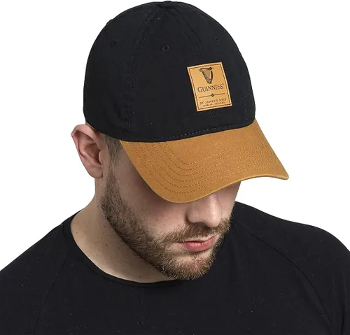 Vista 5 de Guinness Gorra de béisbol negra y caramelo con parche de cuero