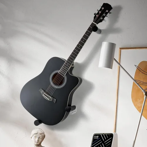 Vista 3 de Perchas de guitarra acústicas horizontales para montaje en pared de madera (negro)
