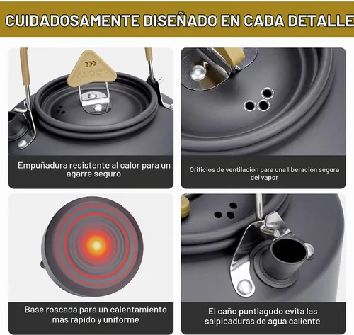 Vista 3 de ALOCS Hervidor de campamento ligero de 1.1 L
