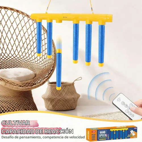 Vista 2 de Reflex Drop Sticks Challenge Game con control remoto, Reflex Sticks Reaction Hand Eye Coordination Training Toy 3 modos de velocidad ajustables