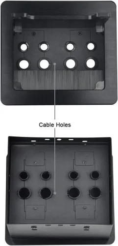 Vista 2 de Caja de conectividad de gestión de cables de cepillo de mesa con 8 agujeros para ojales para oficina de conferencias (negro)