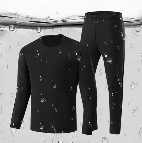 Vista 5 de Conjunto de ropa interior térmica eléctrica de invierno Ropa de motocicleta Mujeres Fleece Thermal Tops Pantalones 22 Área Esquí Calefacción Body